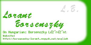 lorant borsenszky business card